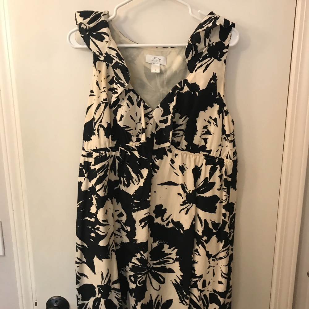 Black and White Ruffled Sundress- LOFT